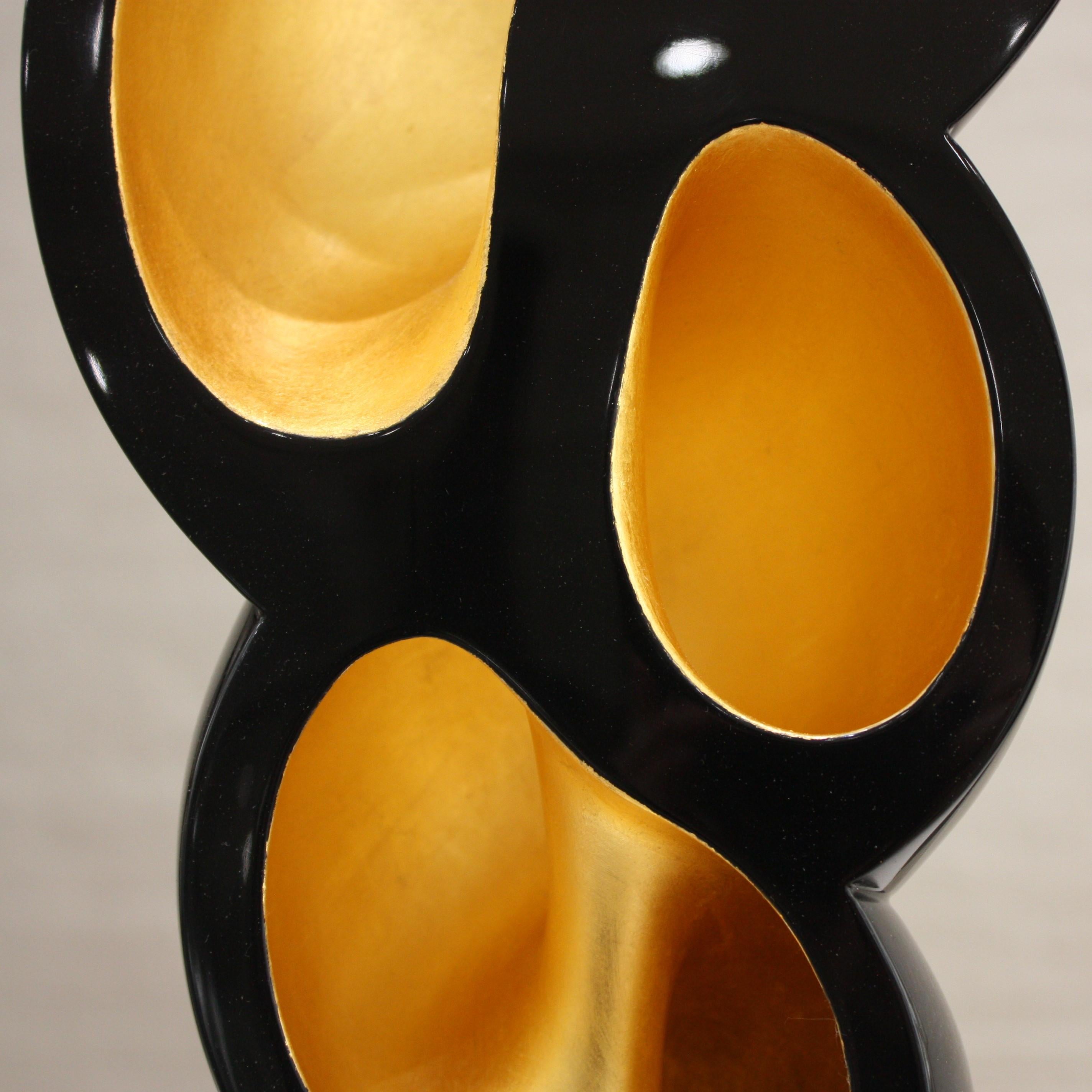 Gold Leaf Laquered Wood and Gold Shell Sculpture, Turitella 01