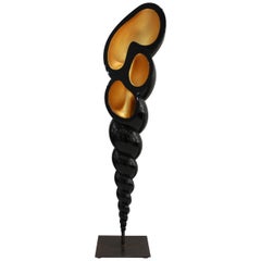 Laquered Wood and Gold Shell Sculpture, Turitella 01