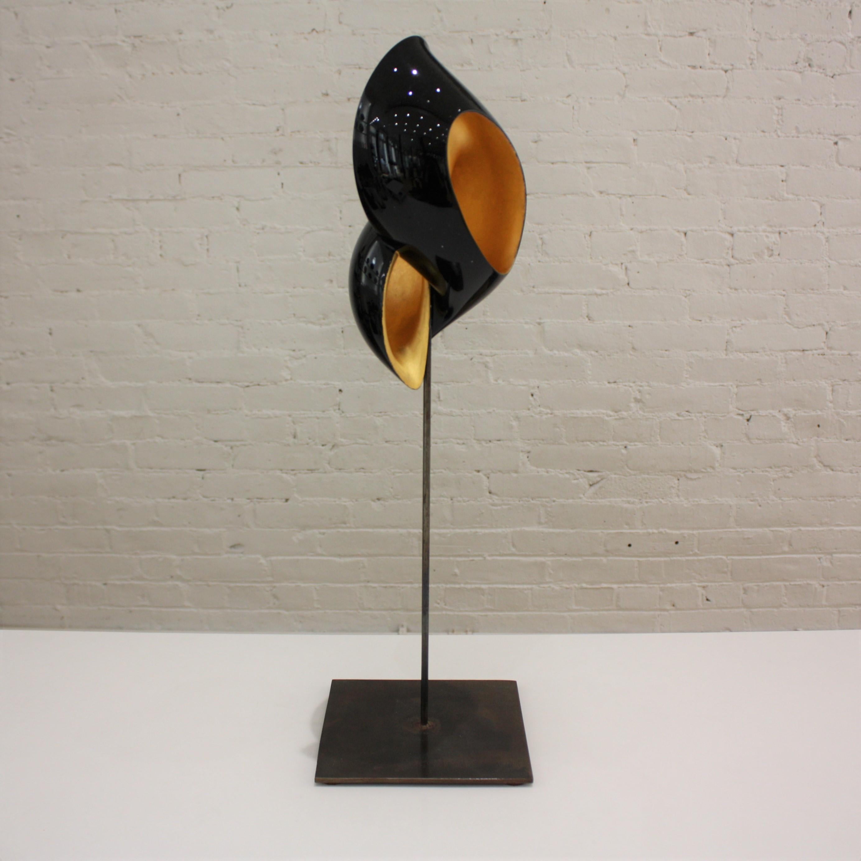 Laquered Wood and Gold Shell Sculpture, Turitella 03M 2