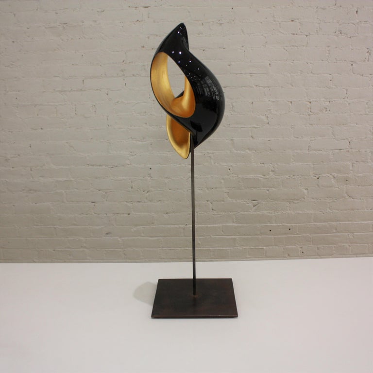 Laquered Wood and Gold Shell Sculpture, Turitella 03M at 1stDibs