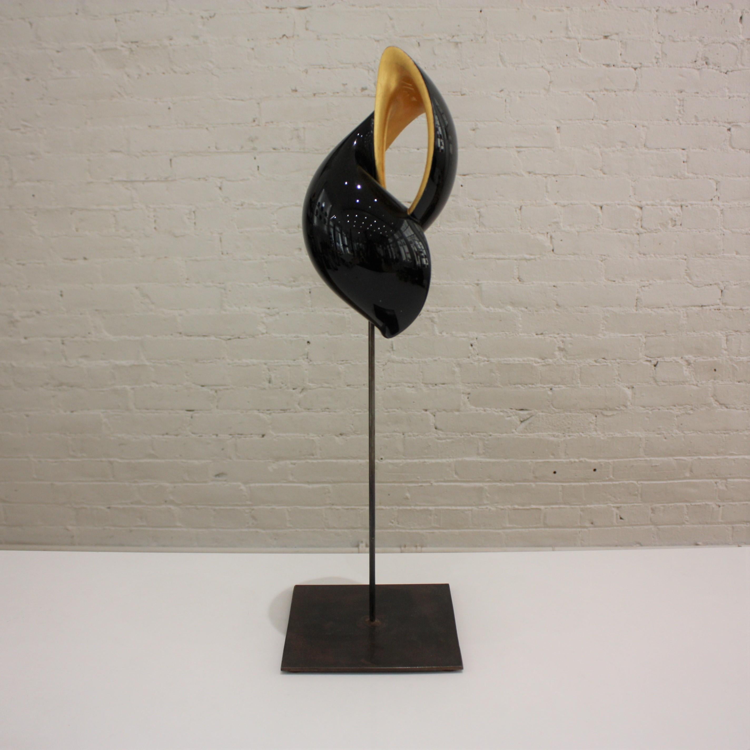 Laquered Wood and Gold Shell Sculpture, Turitella 03M 1