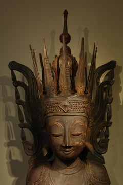 Buddha aus lackiertem Holz, Shan States, Burma, Teil des 18. Jahrhunderts.