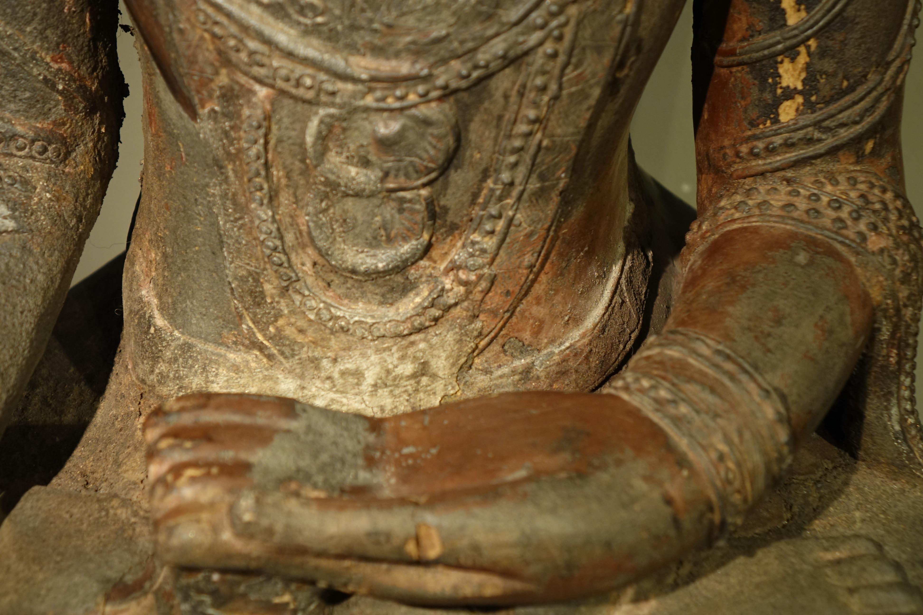 Bouddha en bois laqué, Shan États-Unis, Birmanie, en partie du 18e siècle Bon état - En vente à PARIS, FR