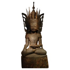 Buddha in legno laccato , Stati Shan, Birmania , A.I.C., parte del XVIII secolo.