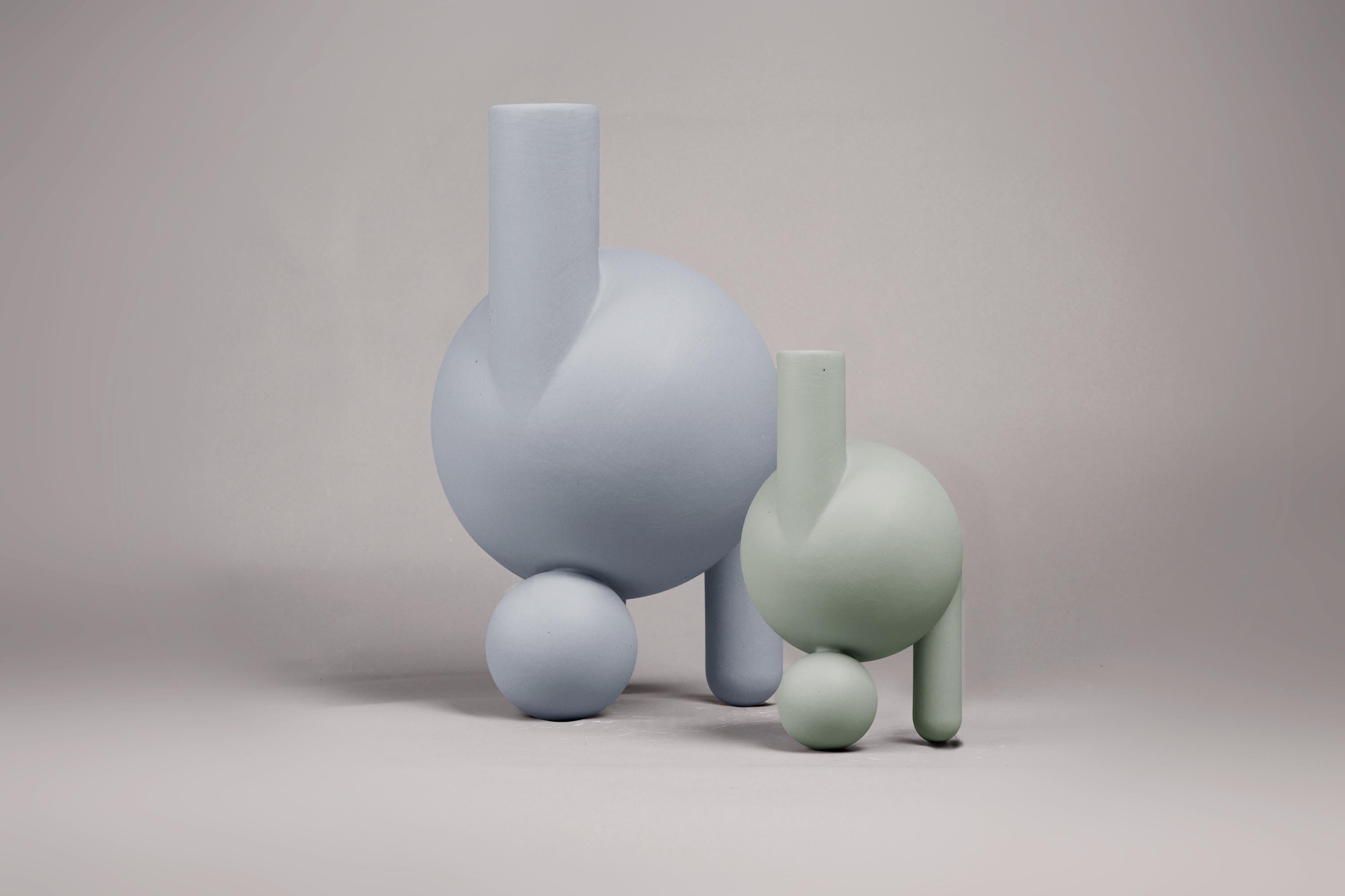 Lara Bohinc, Baby Chicken Vase, Porcelain, Sculptural, Blue Colour, in Stock In New Condition In Holland, AMSTERDAM