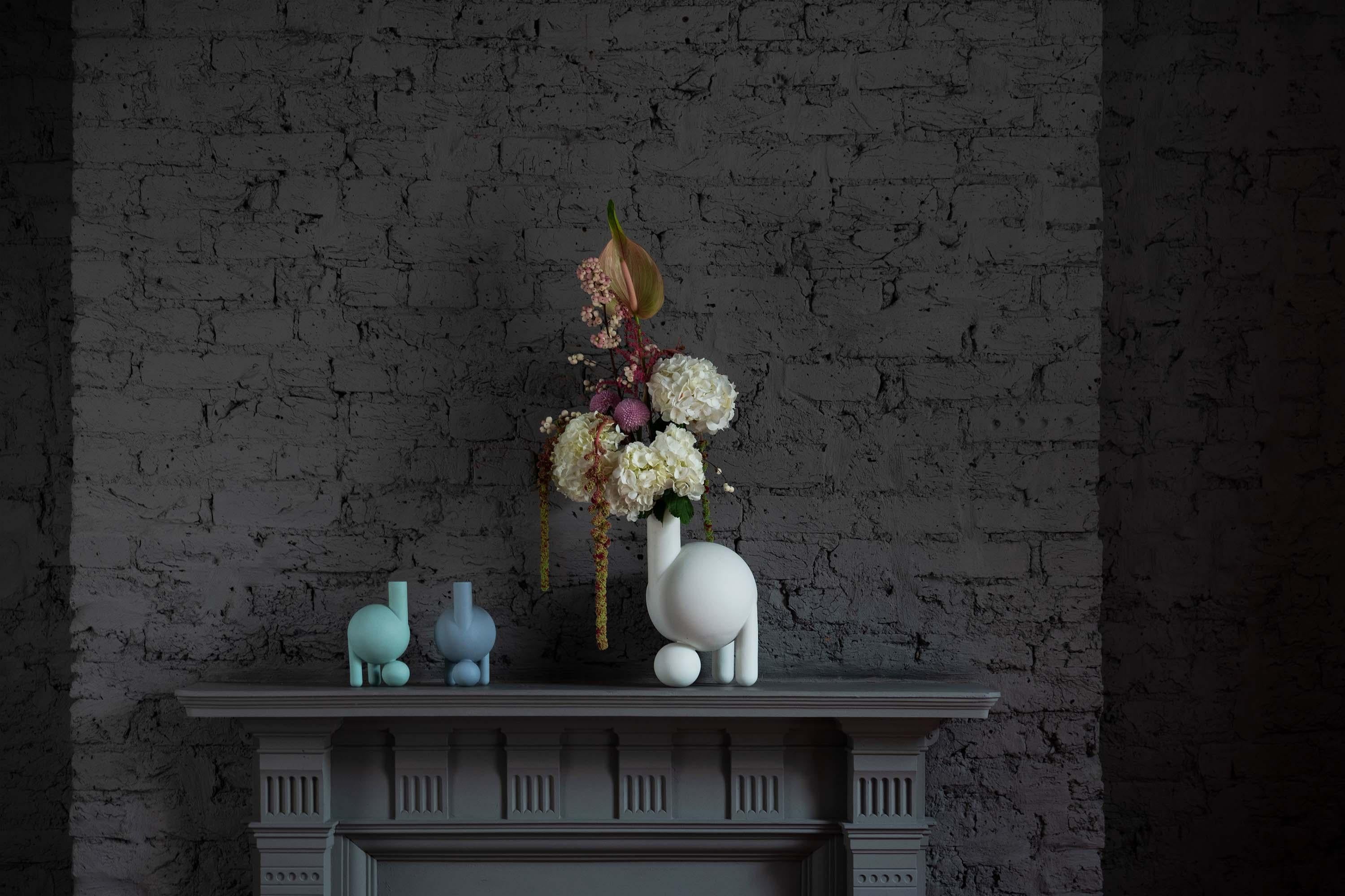 Contemporary Lara Bohinc, Baby Chicken Vase, Porcelain, Sculptural, Blue Colour, in Stock