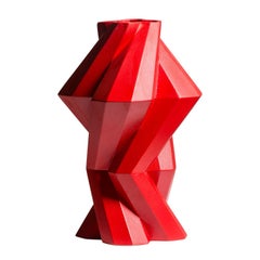 Lara Bohinc, Fortress Column Vase, Red Ceramic