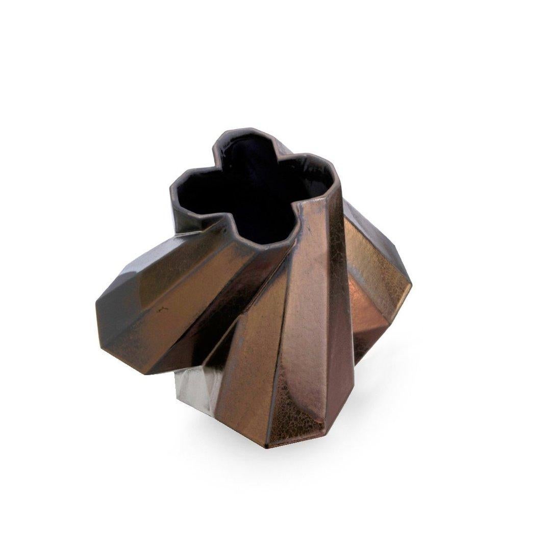 Modern Lara Bohinc, Fortress Pillar Vase, Bronze Ceramic