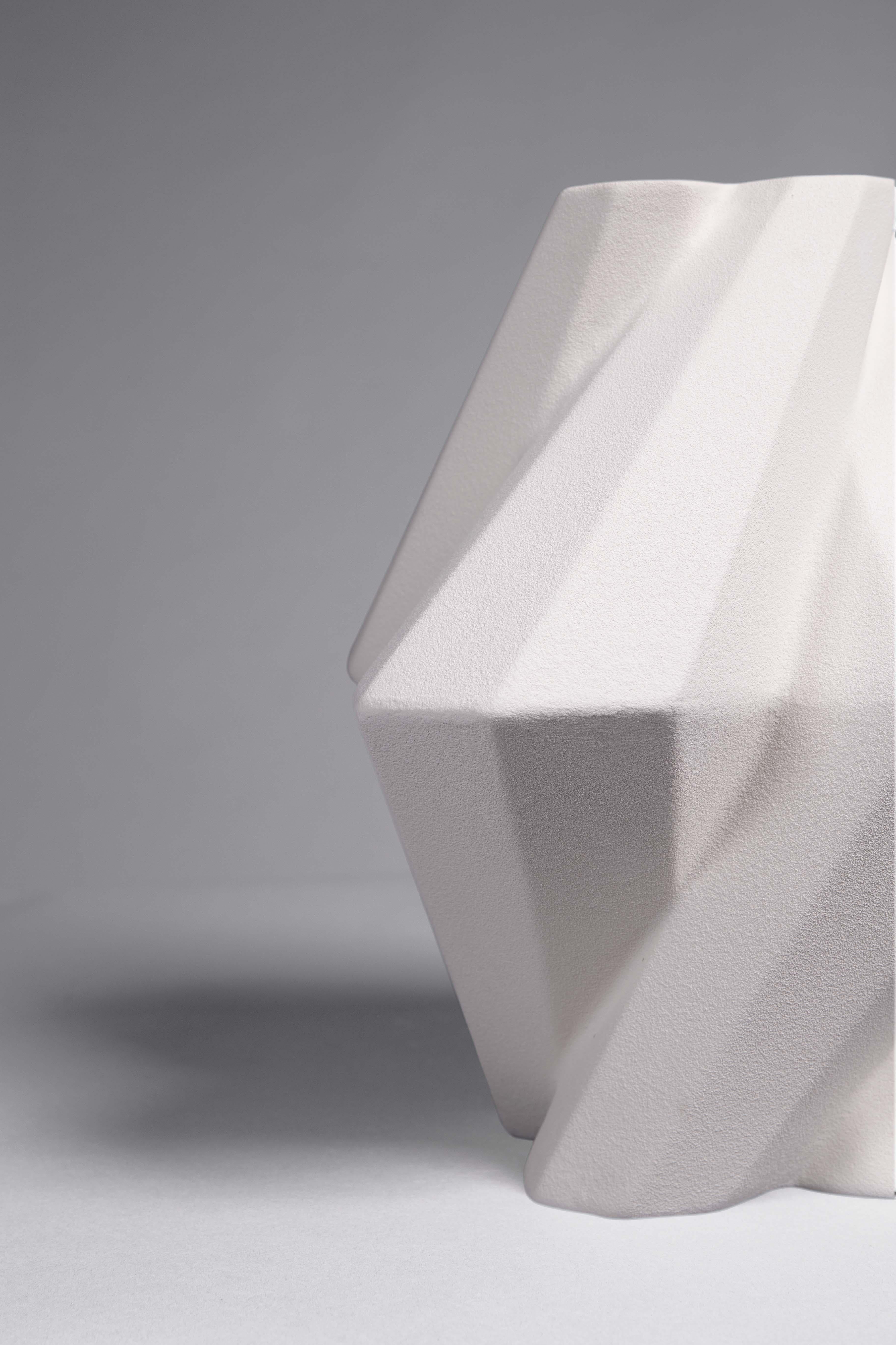 Modern Fortress Pillar Vase White Geometric Contemporary Lara Bohinc, in Stock