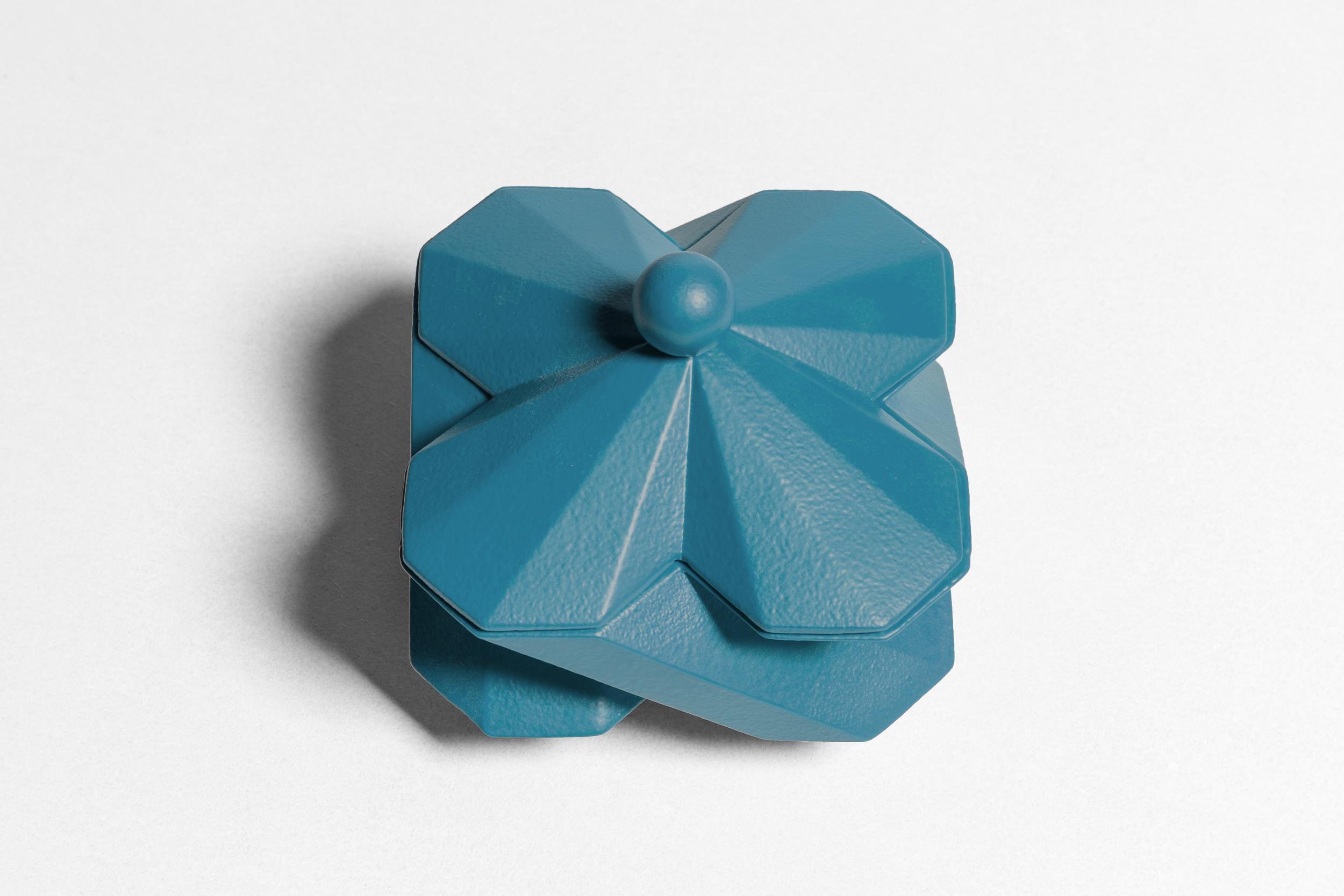 Modern Lara Bohinc, Fortress Treasury Box, Blue Ceramic, in Stock
