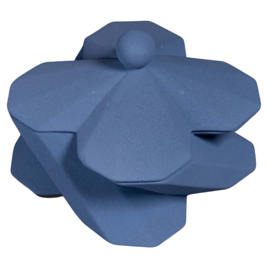 Lara Bohinc Fortress Treasury Box Blue Ceramic Geometric Contemporary, in Stock For Sale