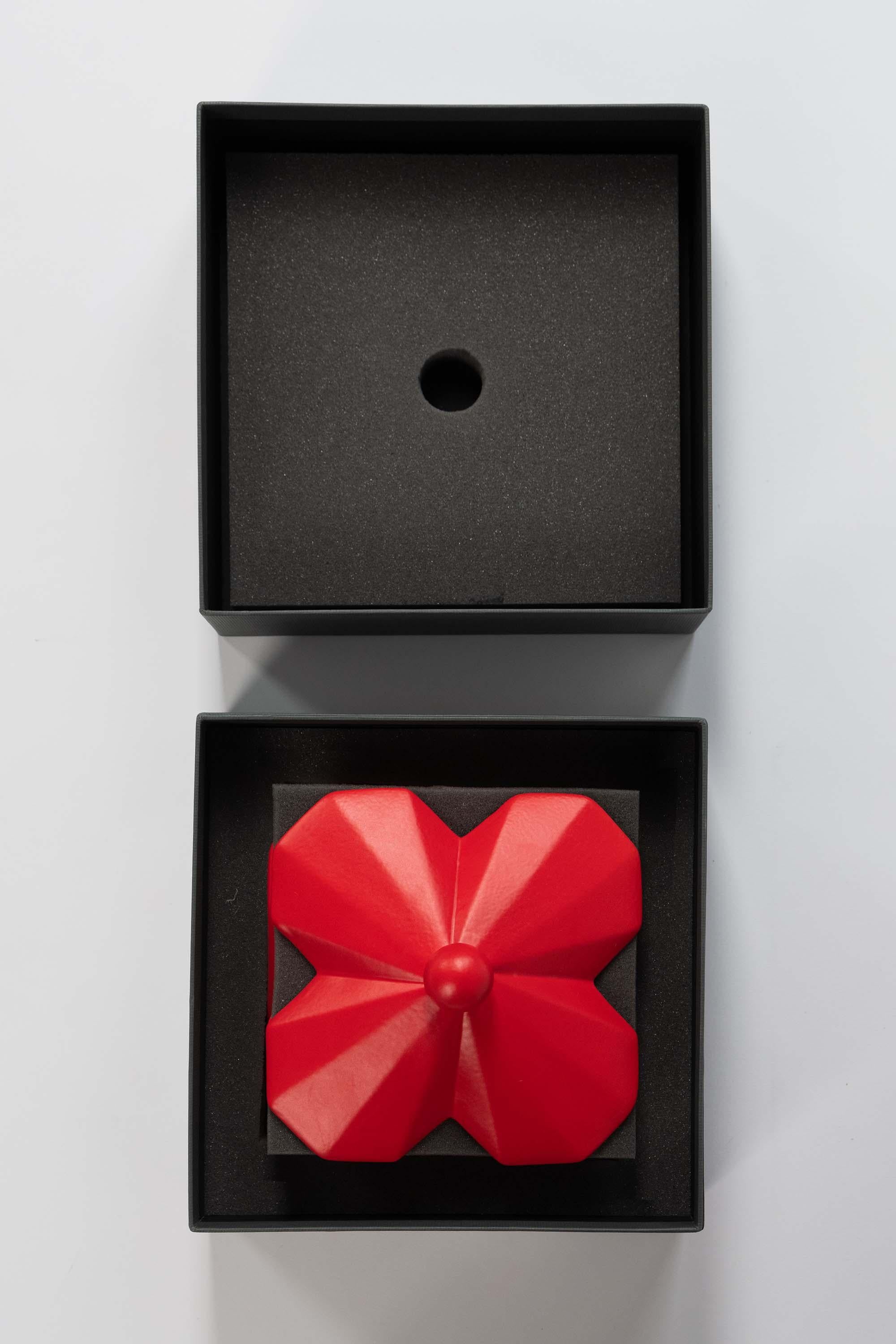 Cast Lara Bohinc Fortress Treasury Box Red Ceramic Geometric Contemporary, in Stock For Sale