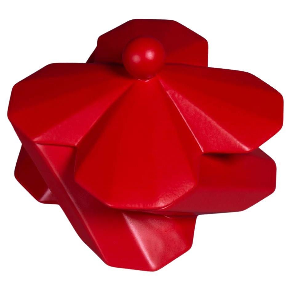 Lara Bohinc Fortress Treasury Box Red Ceramic Geometric Contemporary, in Stock For Sale