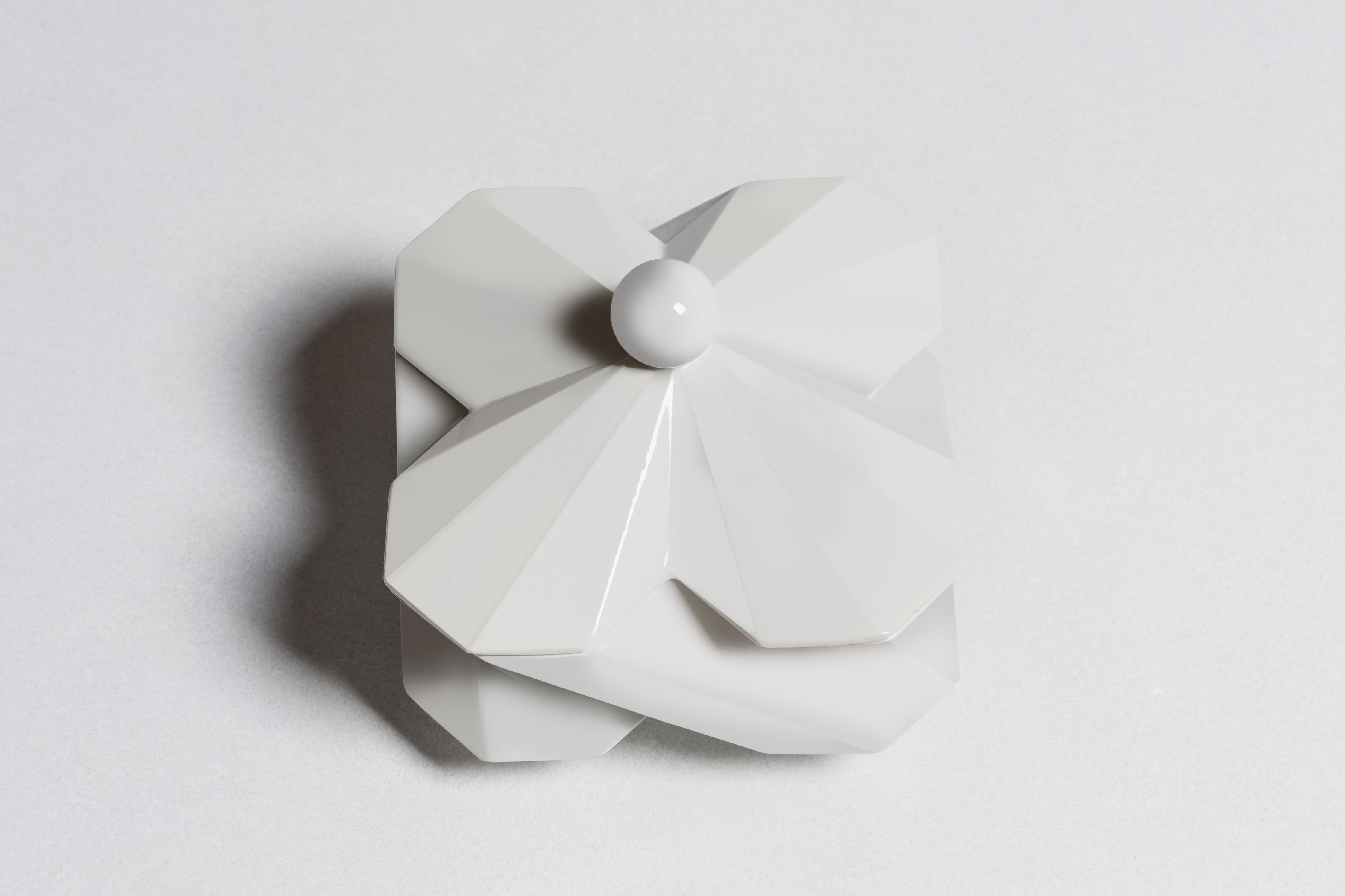 Italian Lara Bohinc, Fortress Treasury Box, White Ceramic, in Stock