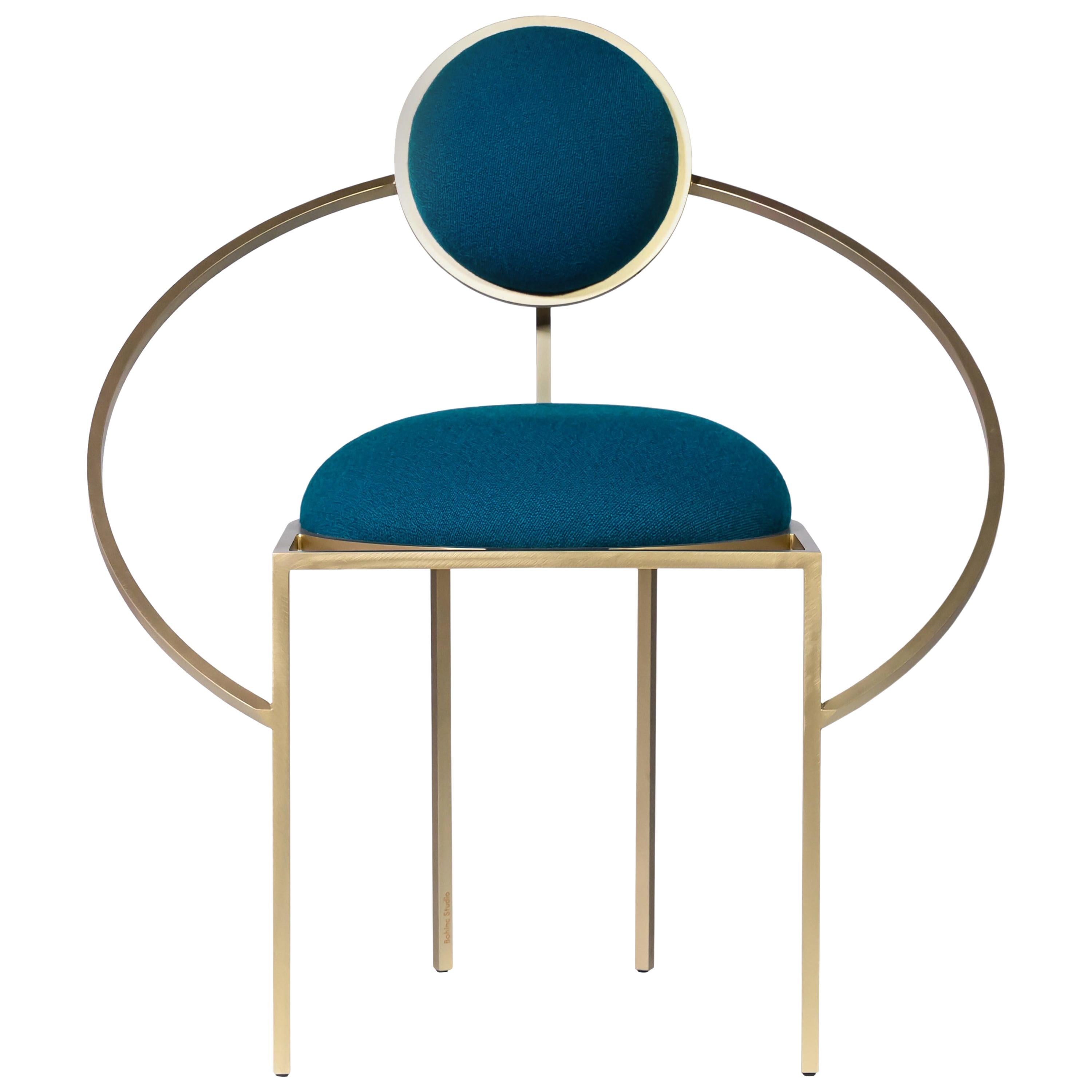 Lara Bohinc, Orbit Chair, Brushed Brass and Blue Wool Fabric