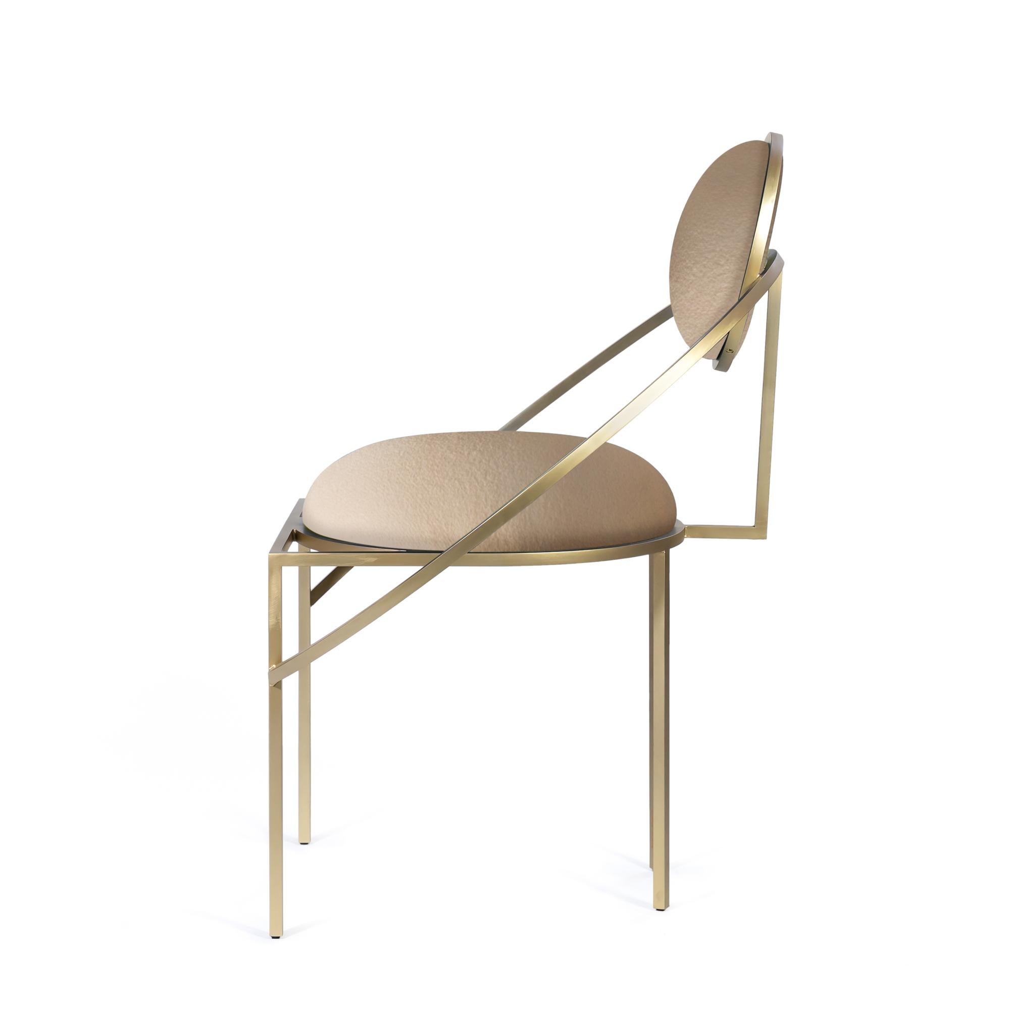 Modern Lara Bohinc, Orbit Chair, Brushed Brass and Cream Wool Fabric