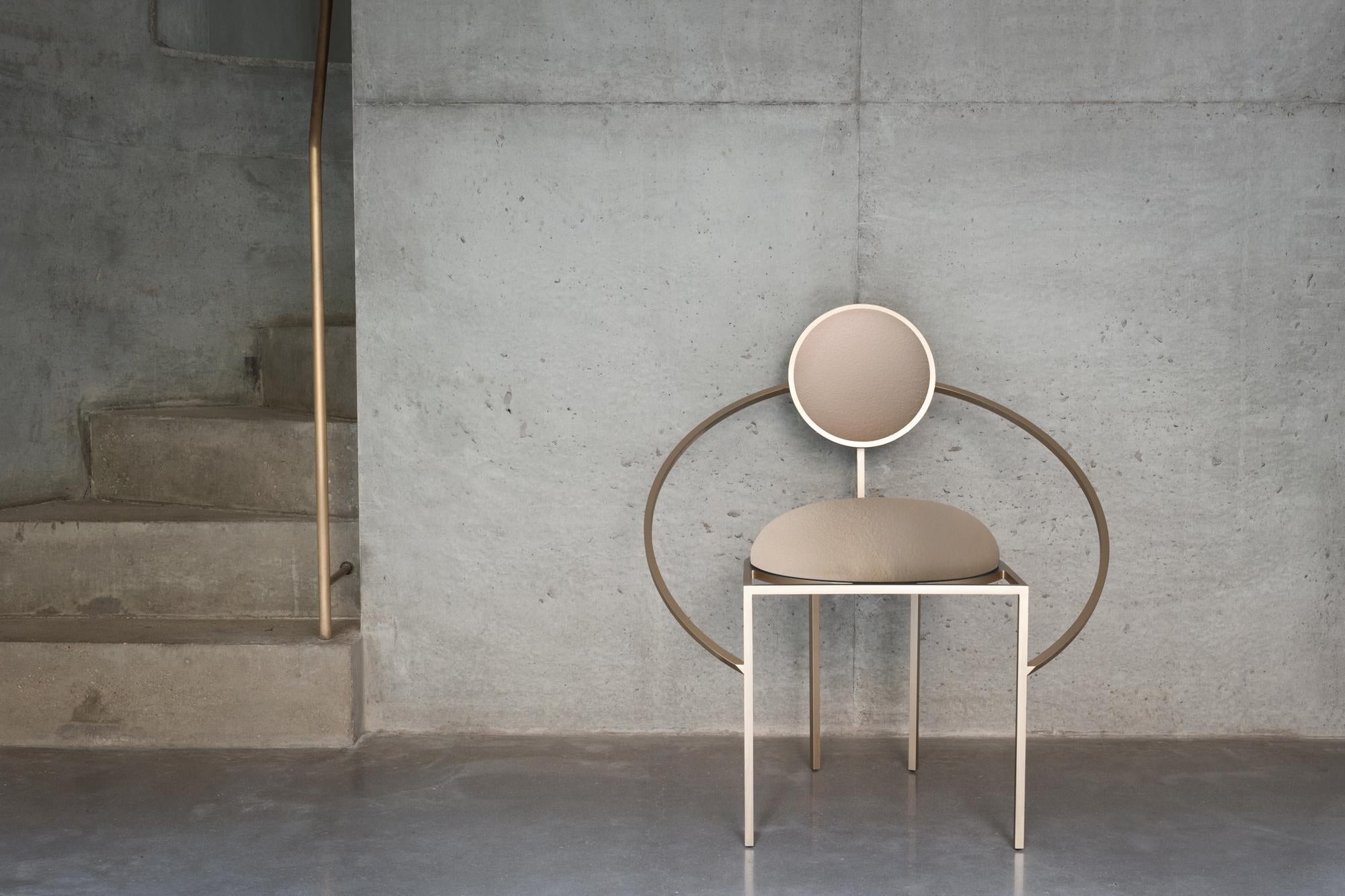 Metalwork Lara Bohinc, Orbit Chair, Brushed Brass and Cream Wool Fabric