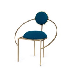 Lara Bohinc, Orbit Chair, Brushed Brass and Blue Wool Fabric