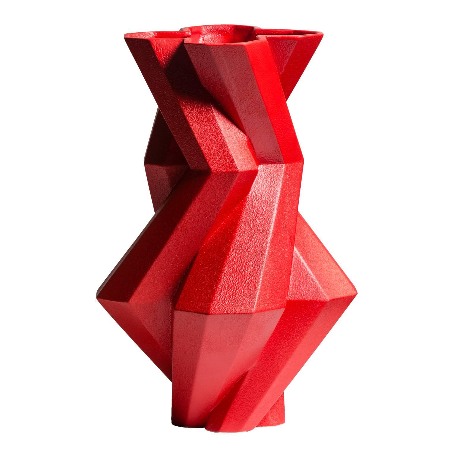Fortress Castle Vase in Red Ceramic by Lara Bohinc