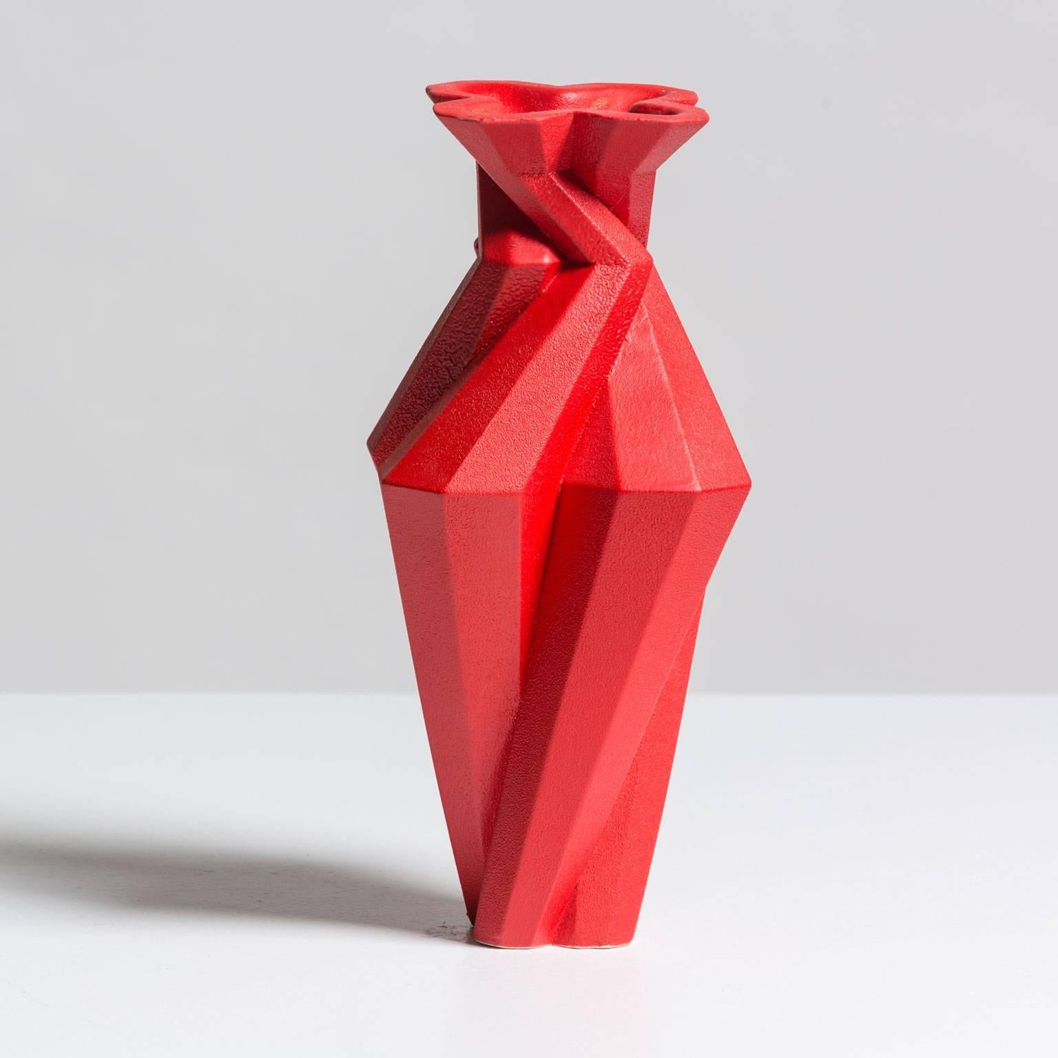 Modern Lara Bohinc, Fortress Spire Vase, Red Ceramic, In Stock