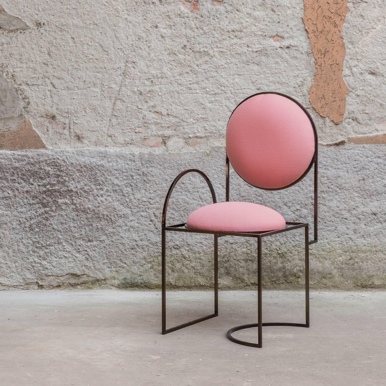 Solar Chair in Pink Wool and Black Steel Frame, by Lara Bohinc For Sale 1