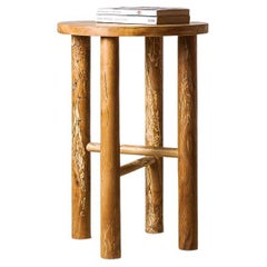 Lara Round Side Table with Cylindrical Legs, Spalted Beech, by Mythology