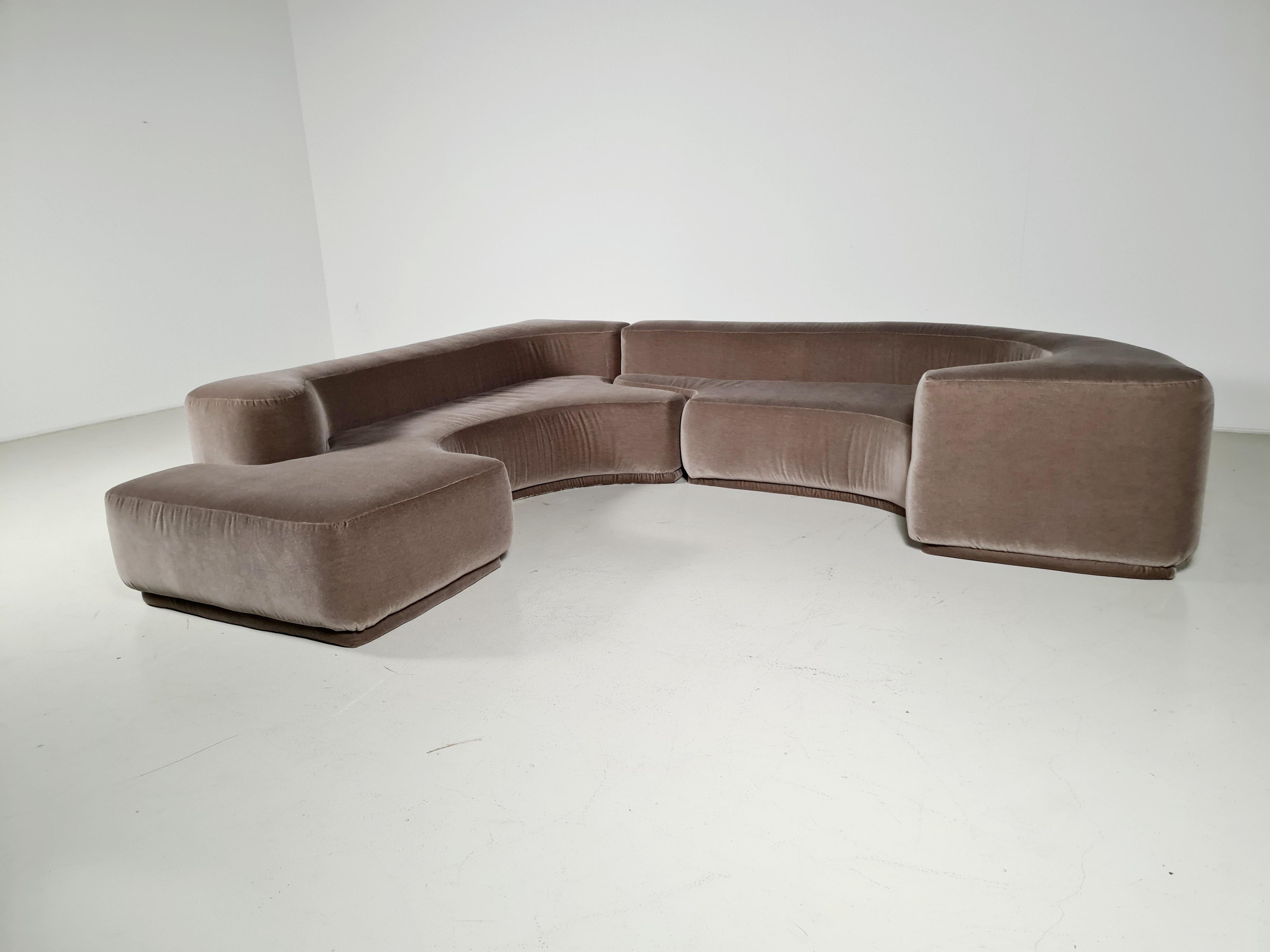 Lara sofa by Roberto Pamio, Noti Massari, and Renato Toso for Stilwood, Italy, the 1960s. 

The sofa creates a voluptuous seating area. It consists of two pieces that come together in the middle. It is completely made of cold foam and has been