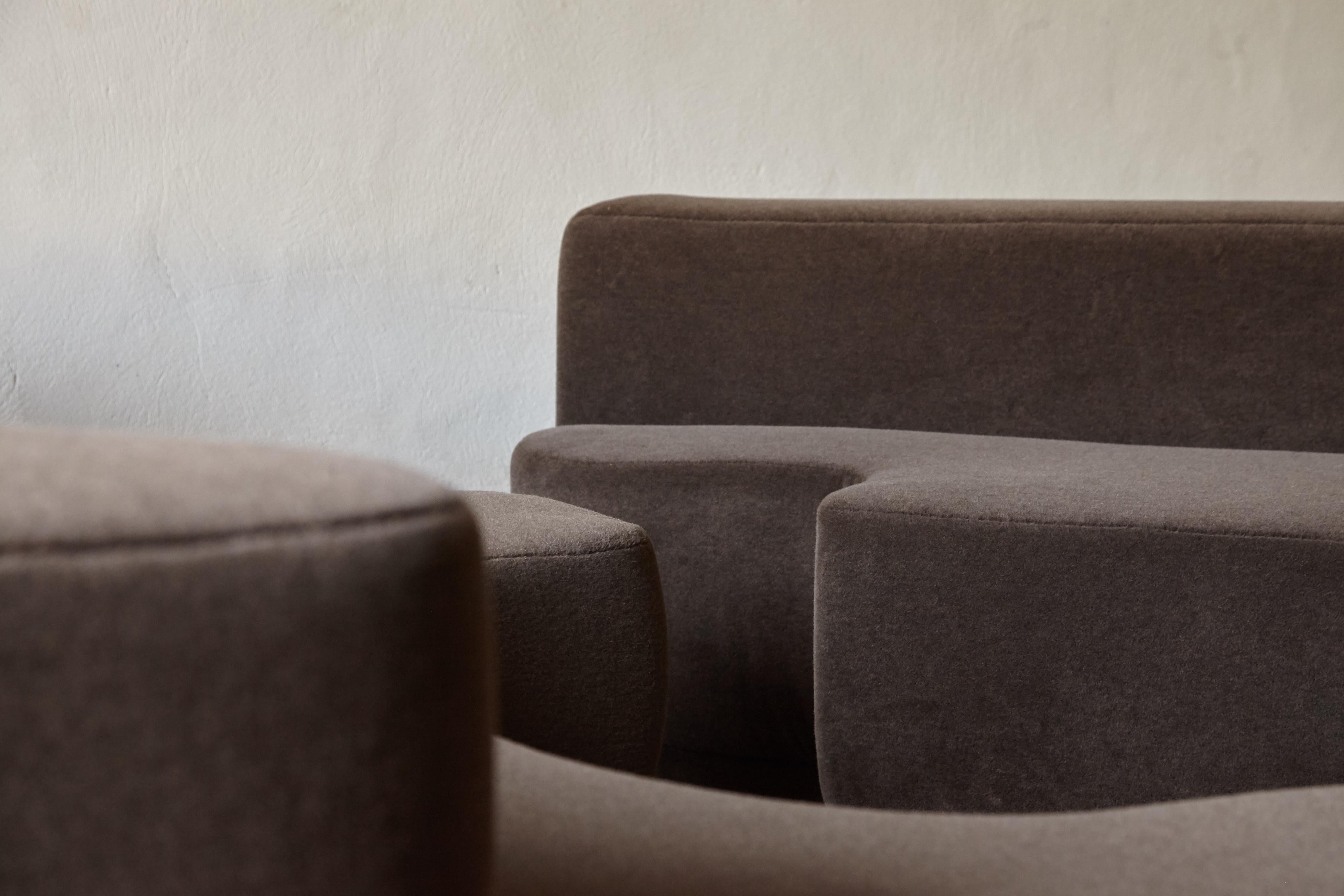 Lara Sofa by Pamio, Toso and Massari, New Alpaca Upholstery, Italy, 1960s In Good Condition In LEWES, GB