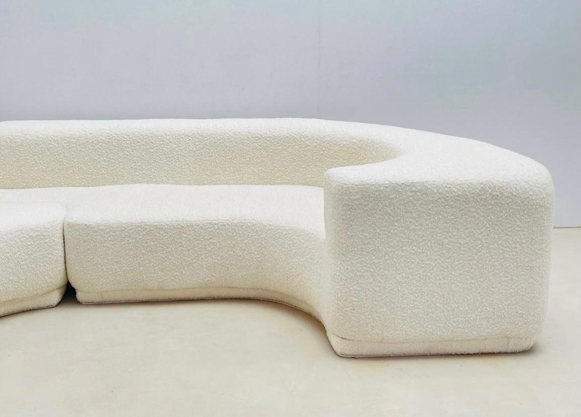 Mid-Century Modern Lara Sofa, Roberto Pamio & Renato Toso for Stilwood, White Boucle Upholstery