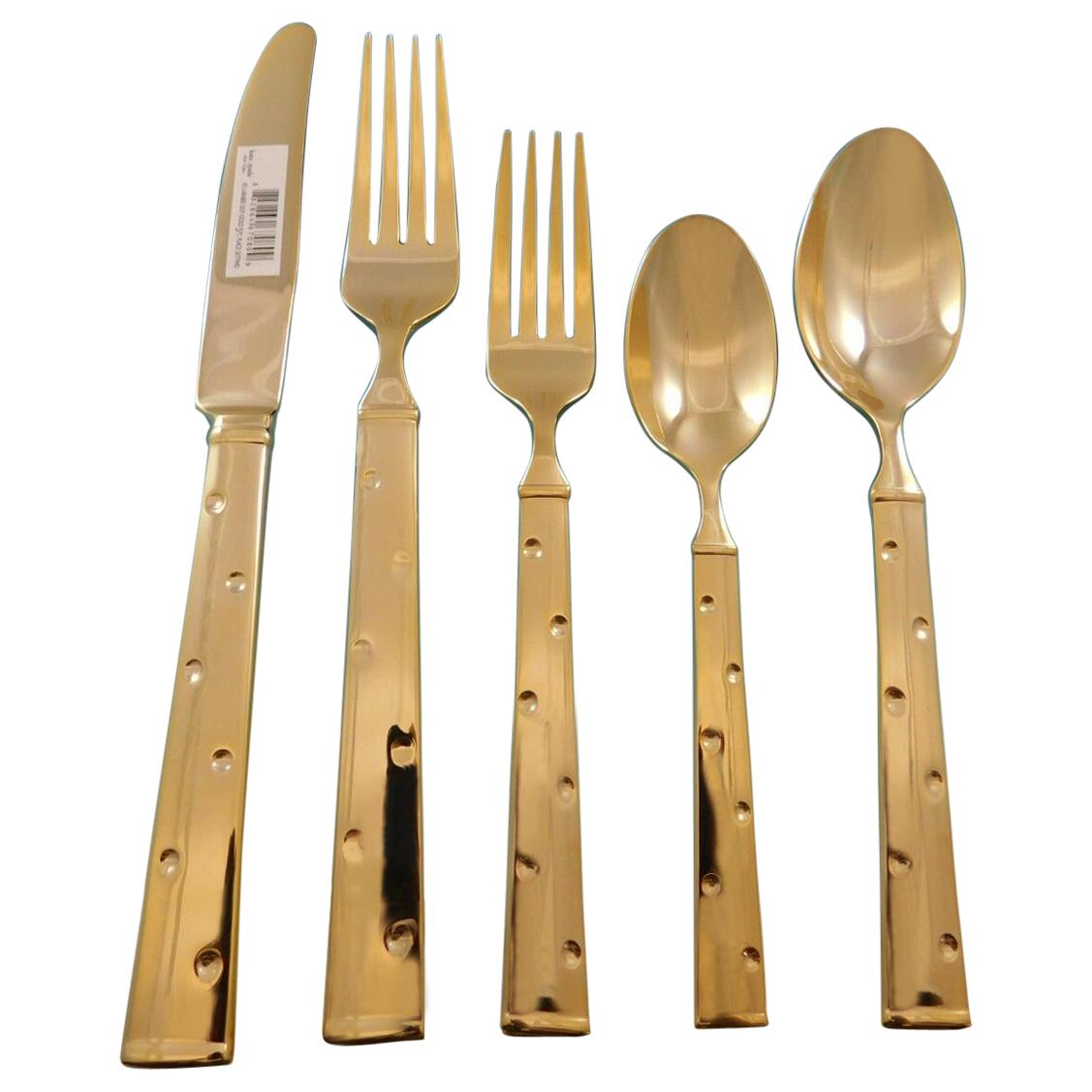 Larabee Dot Gold by Kate Spade Stainless Steel Flatware Set Service 8 New 40 Pc