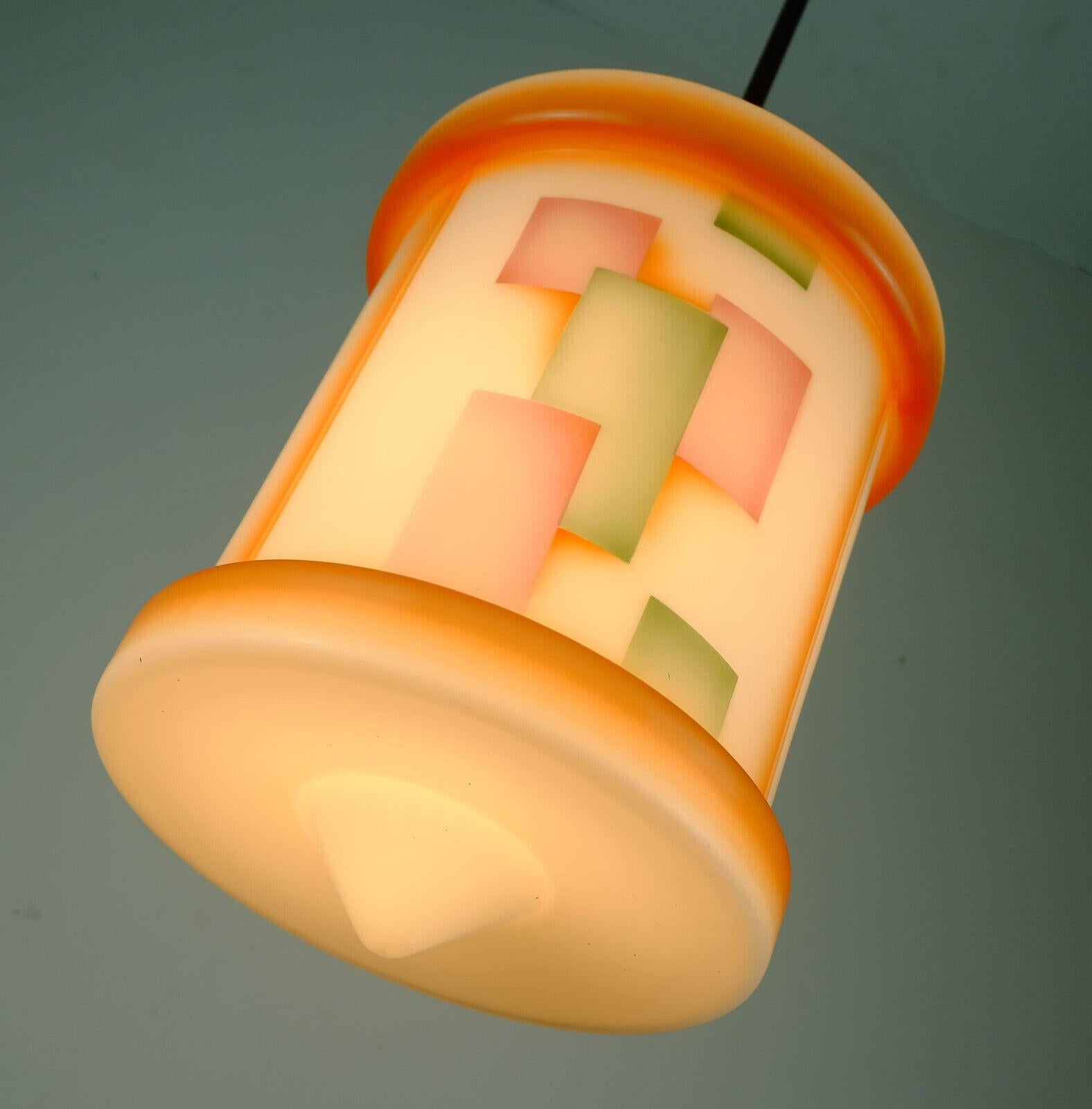 Art Deco Larart Déco Glass Pendant Light Airbrush Design For Sale