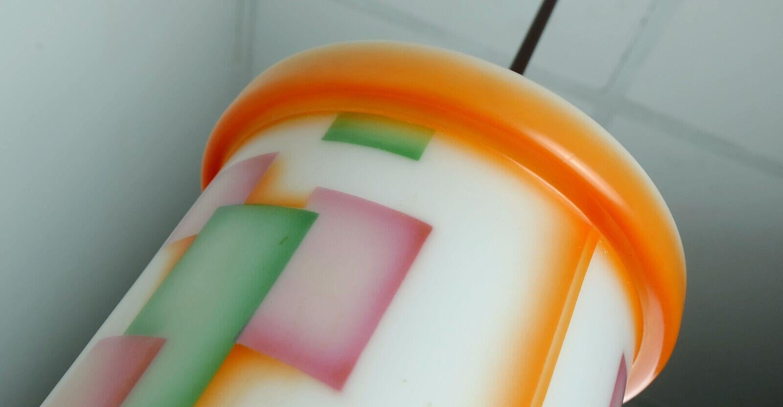 German Larart Déco Glass Pendant Light Airbrush Design For Sale