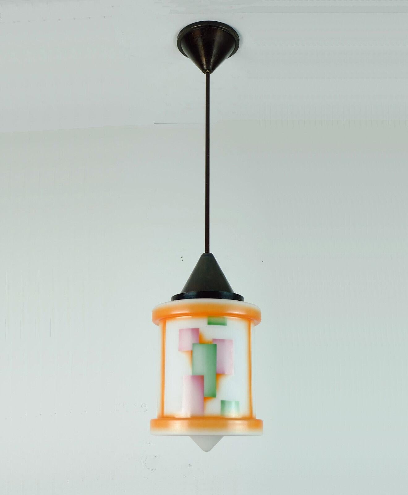 Larart Déco Glass Pendant Light Airbrush Design In Good Condition For Sale In Mannheim, DE