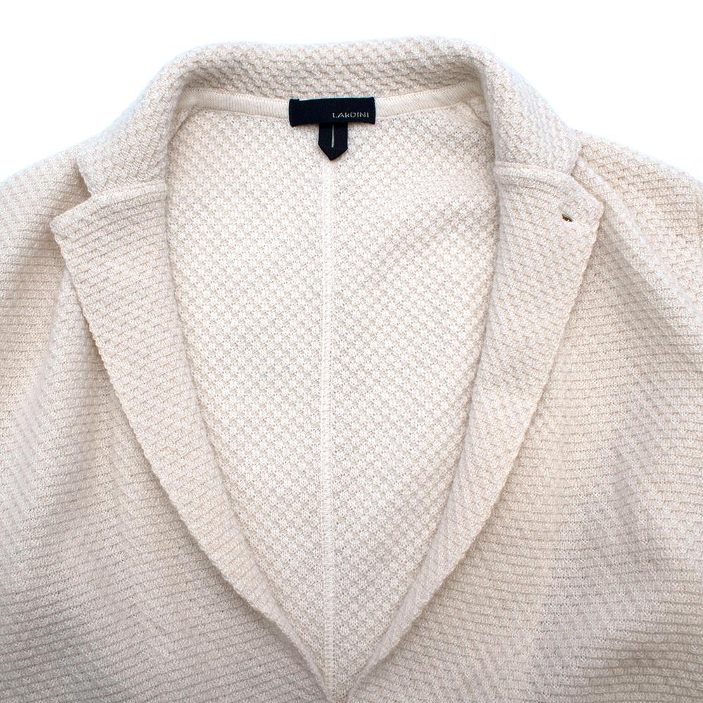 Gray Lardini Ivory Wool & Alpaca Blend Textured Knit Blazer Jacket - Size XL For Sale