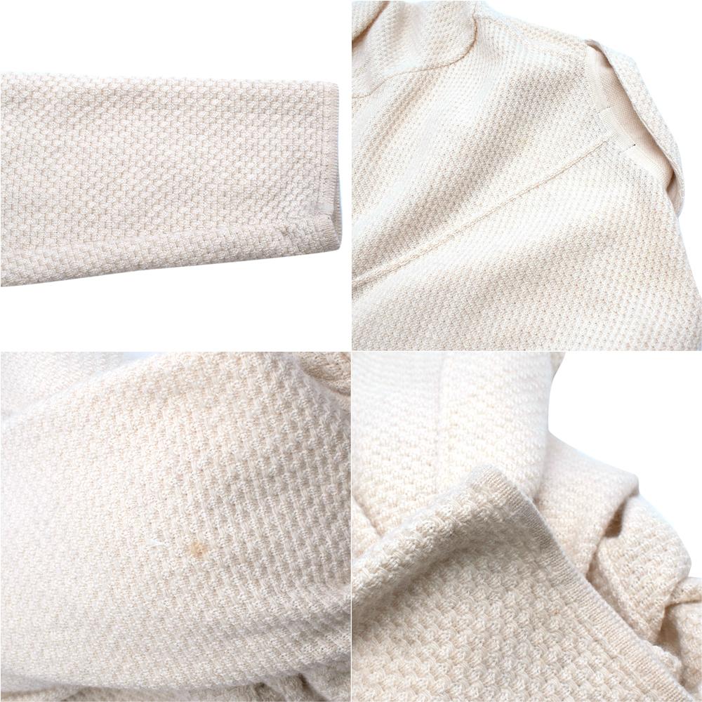 Lardini Ivory Wool & Alpaca Blend Textured Knit Blazer Jacket - Size XL For Sale 3