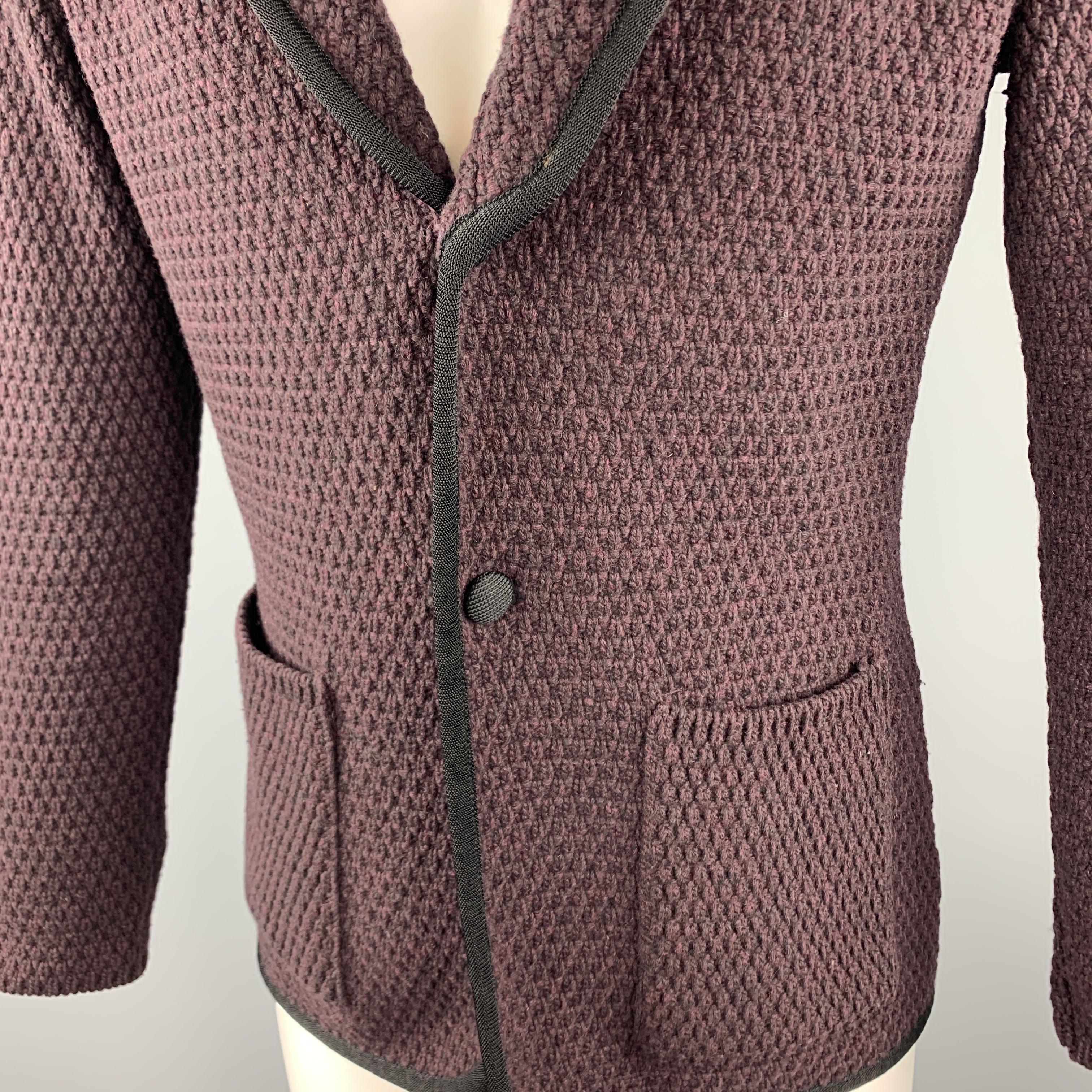 Black LARDINI Plum Knitted Wool Shawl Collar Chest Size M Sport Coat
