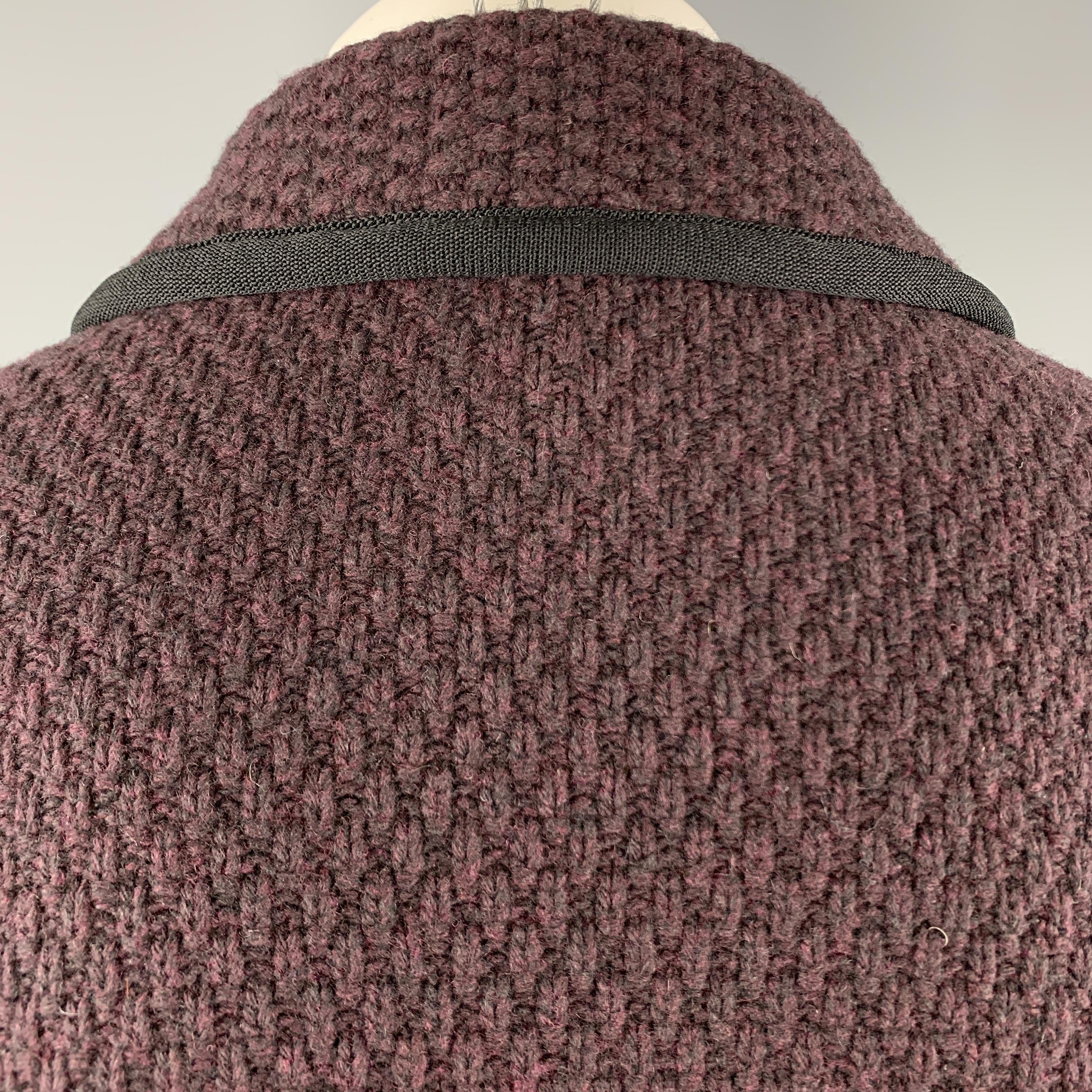 Men's LARDINI Plum Knitted Wool Shawl Collar Chest Size M Sport Coat