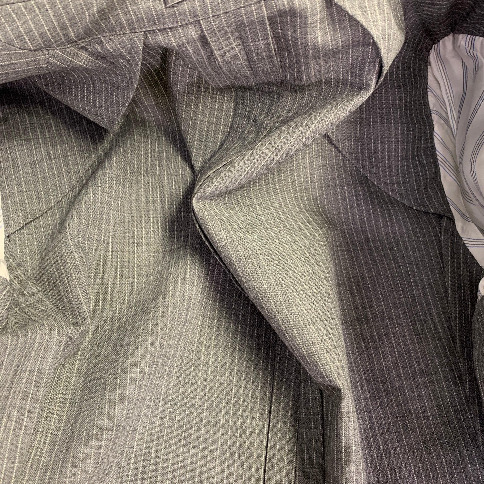 LARDINI Talla 38 Gris Blanco Raya Lana Solapa Muesca Abrigo Deportivo en venta 2