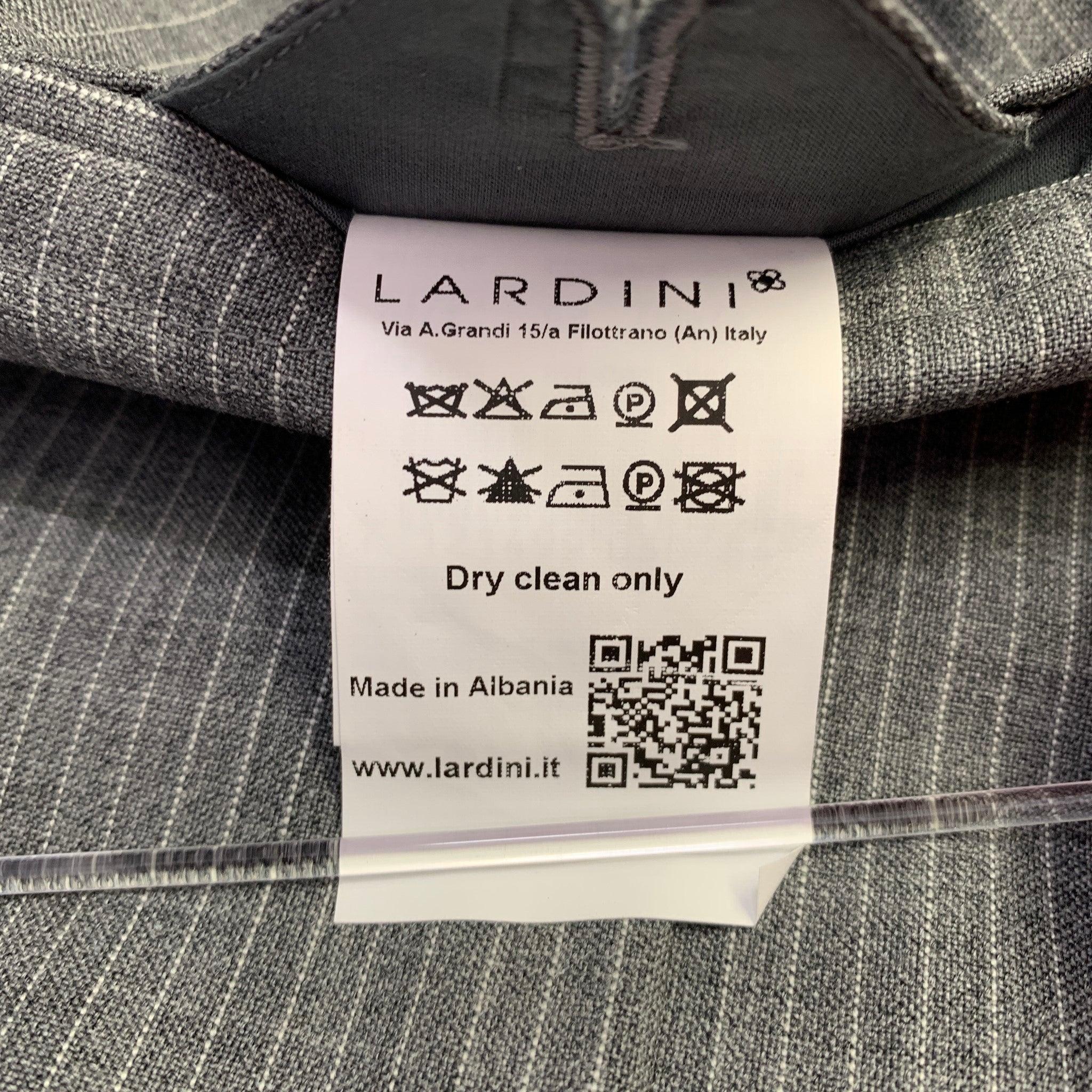 LARDINI Talla 38 Gris Blanco Raya Lana Solapa Muesca Abrigo Deportivo en venta 3