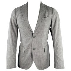 LARDINI Sportmantel, Größe 38, grau-weiß gestreift, Wolle, Notch-Revers, Sport