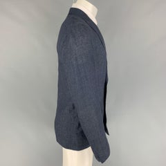 LARDINI Size 38 Indigo Linen Double Breasted Sport Coat