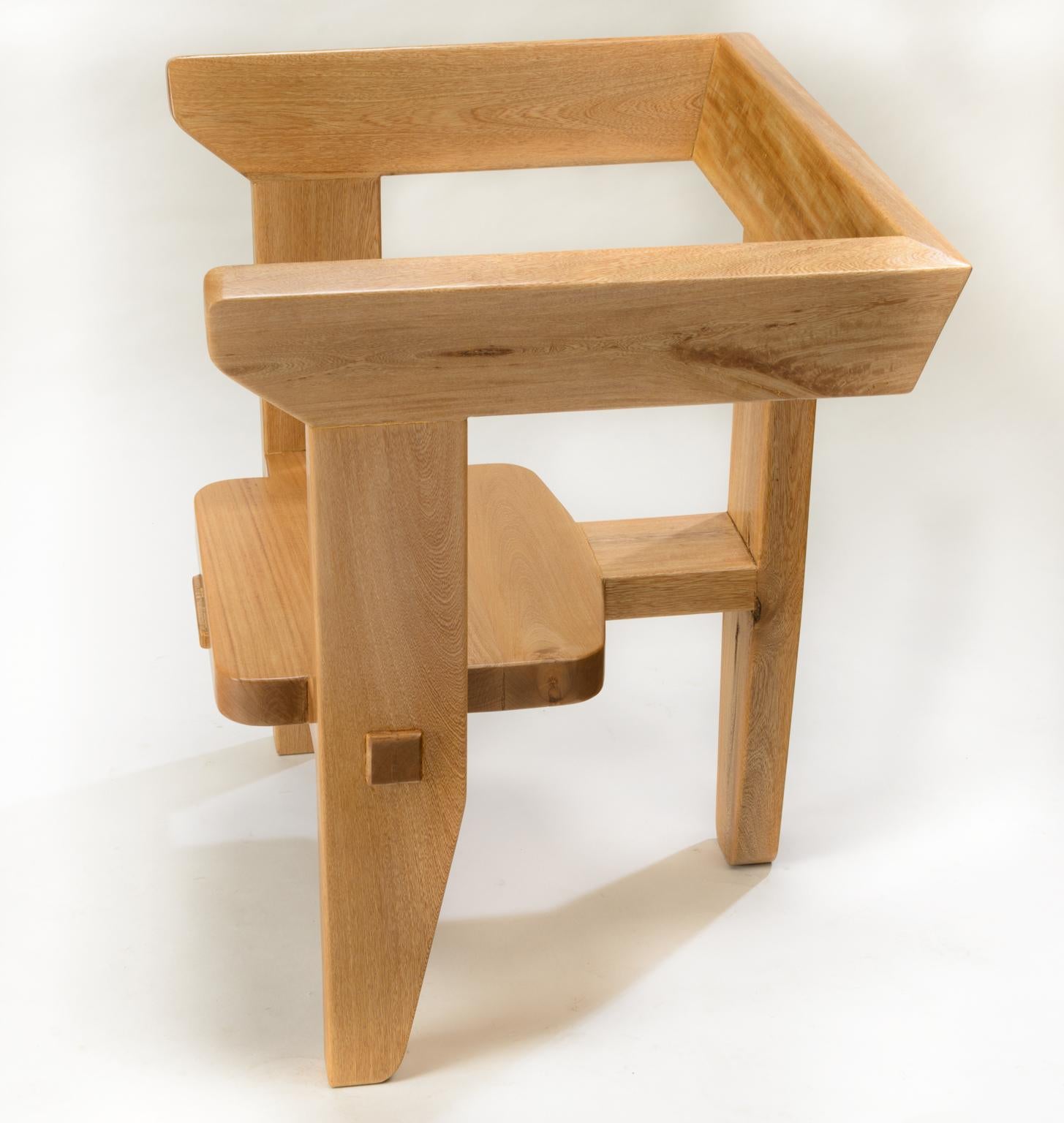Mexican Laredo Armchair, 3-Legged Contemporary Ergonomic Design w/Traditional Joinery For Sale
