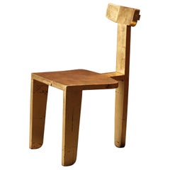 Laredo Gold Leaf Chair, 3-Legged Contemporary Design Traditional Joinery