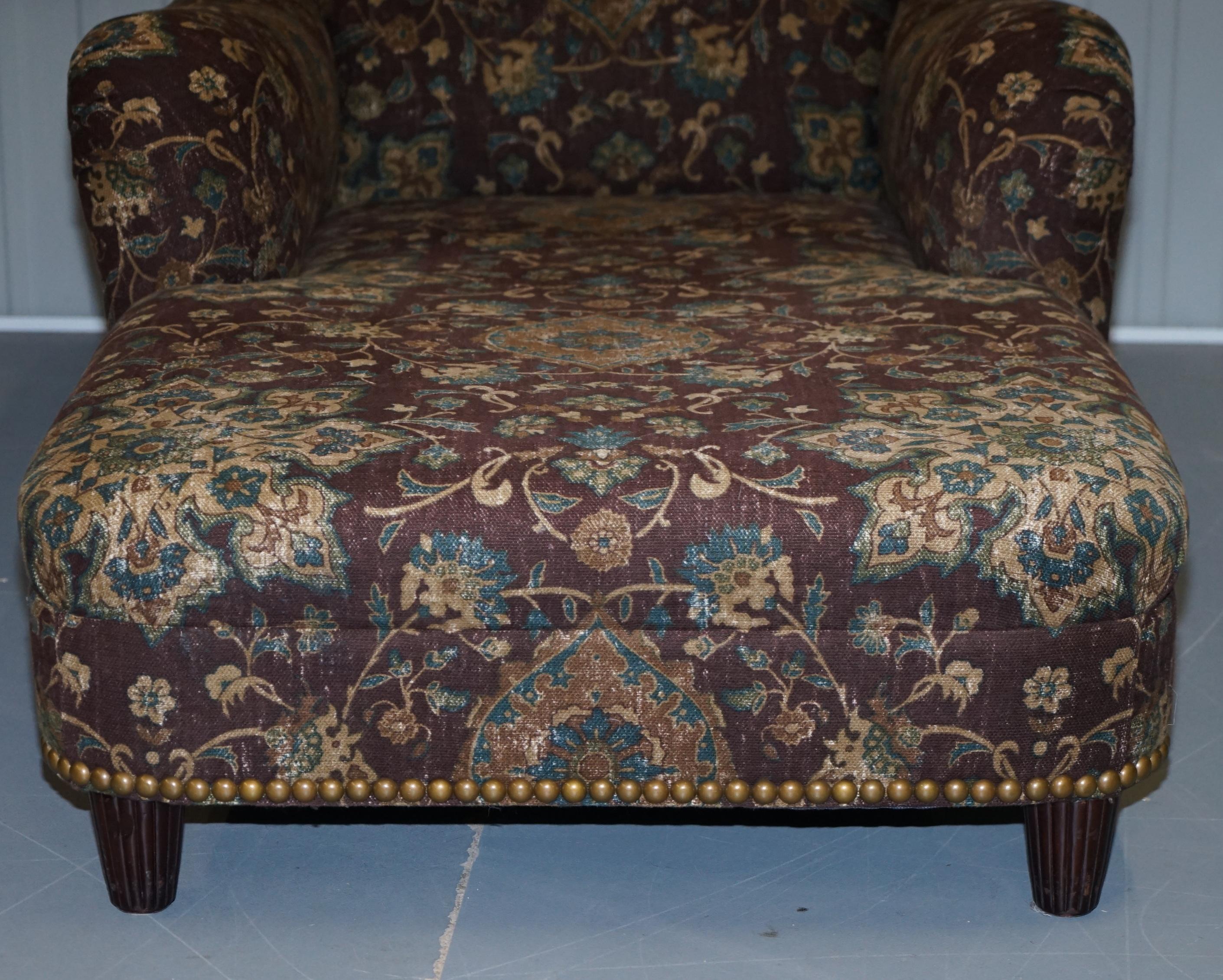 Large Oversized Ralph Lauren Chaise Lounge Sofa Armchair Floral Upholstery 4