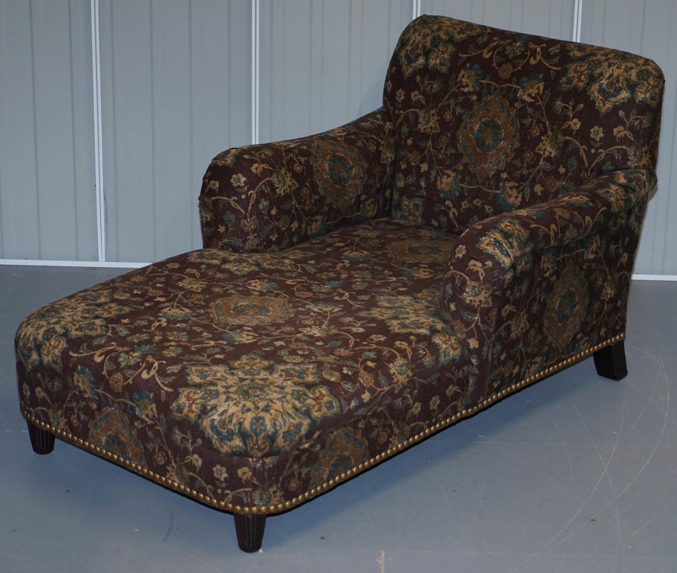 Modern Large Oversized Ralph Lauren Chaise Lounge Sofa Armchair Floral Upholstery