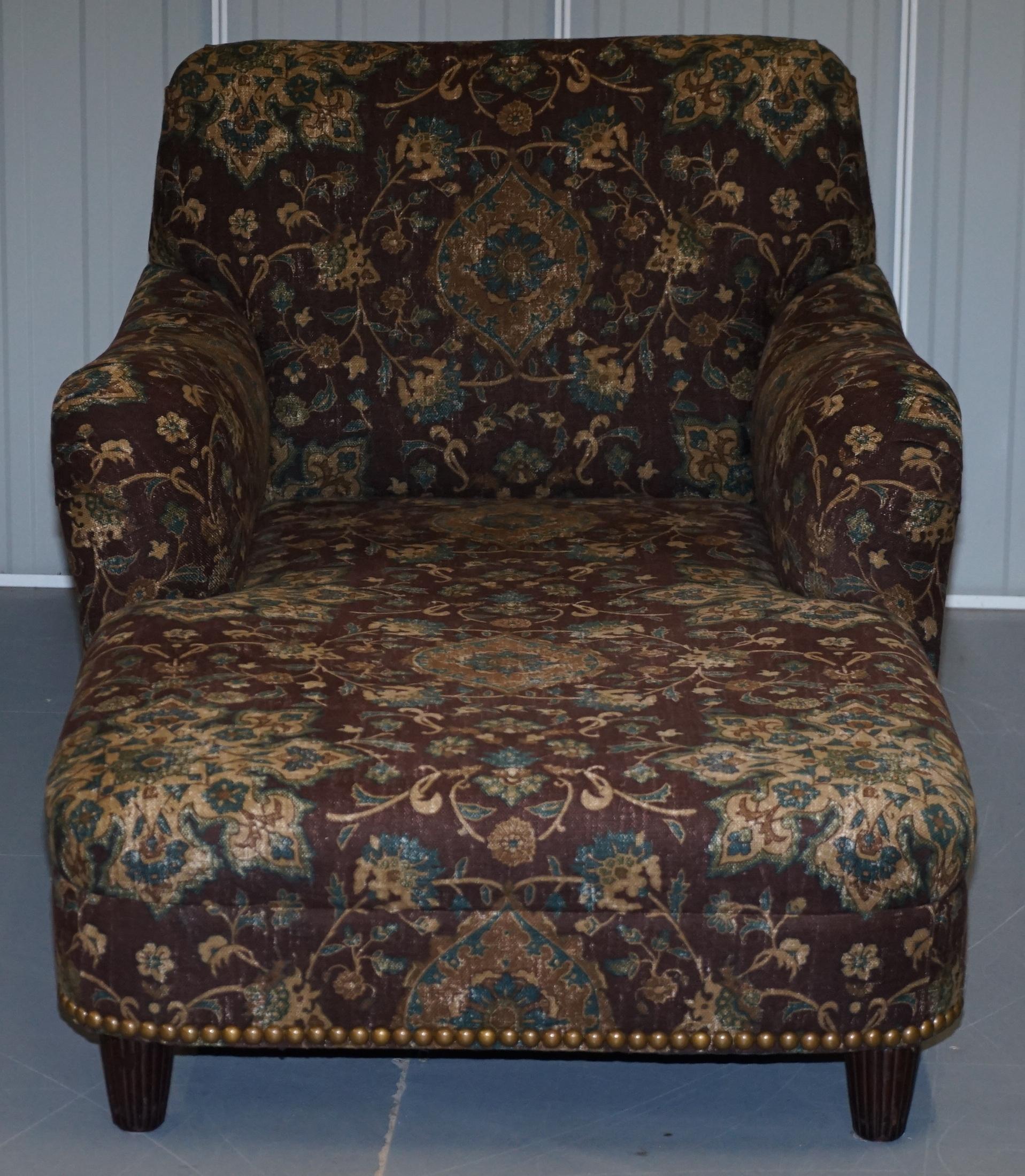 English Large Oversized Ralph Lauren Chaise Lounge Sofa Armchair Floral Upholstery