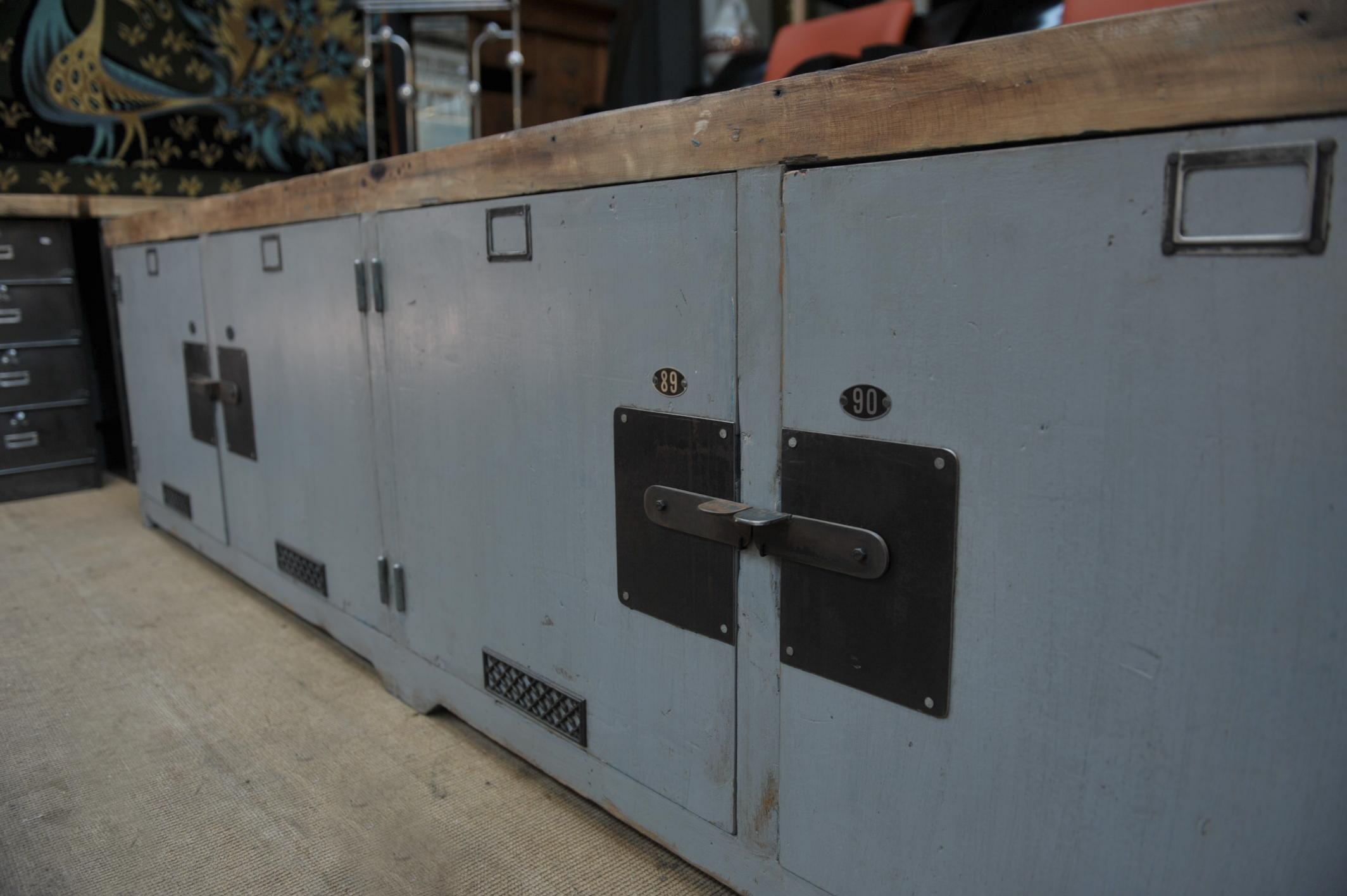 Mid-20th Century Larg French Factory Workbench Cabinet, circa 1940