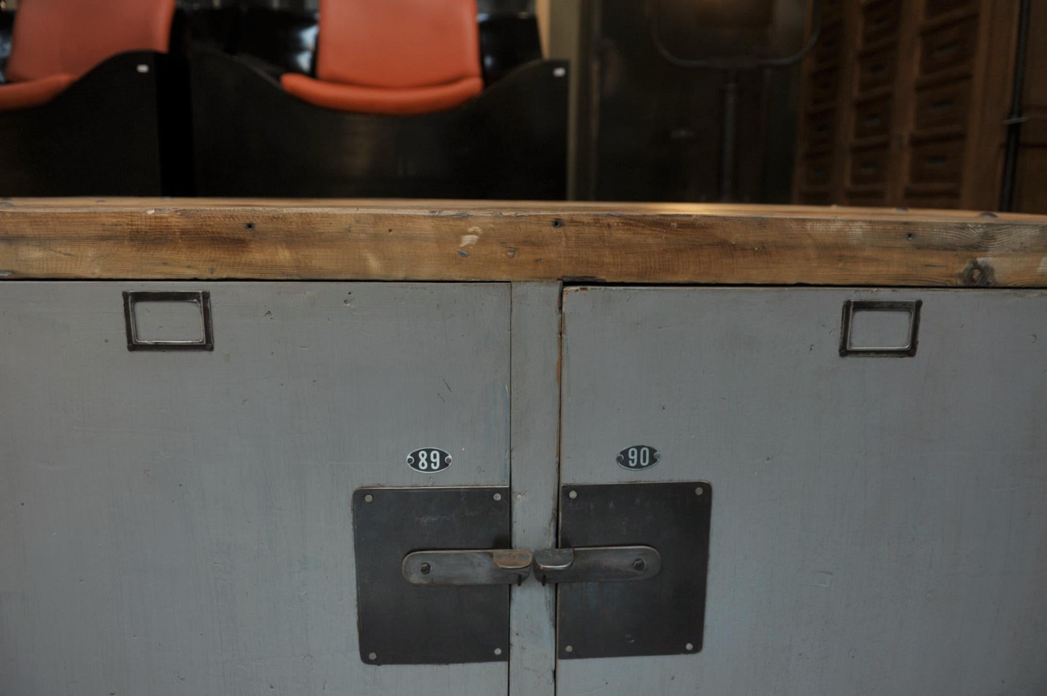 Larg French Factory Workbench Cabinet, circa 1940 1
