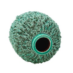 Larg Green Art Deco Chamotte Vase 'Hedgehog' by Gunnar Nylund. Rorstrand, 1930s