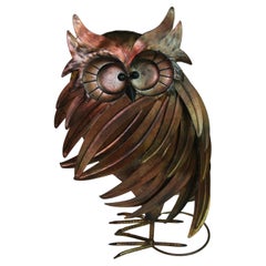 Large Metal Owl in the style of Curtis Jere